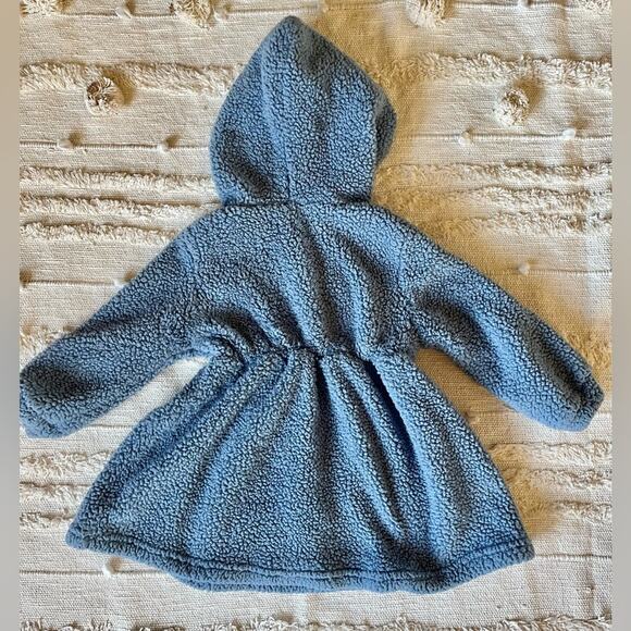 Toddler girl cloud embroidery dusty blue hooded terry dress size 18-24 months - Picture 3 of 3